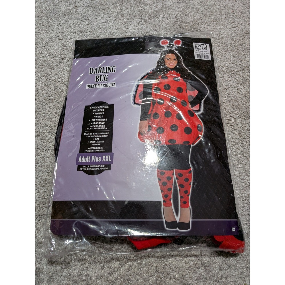 Amscan Costume Womens XXL Red Darling Bug Ladybug Polka Dot 5pc Set Plus Size